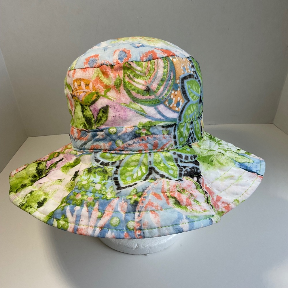 Panama Jack Bucket Hat Floral Tropical Watercolor Cotton Sun Hat One Size OS